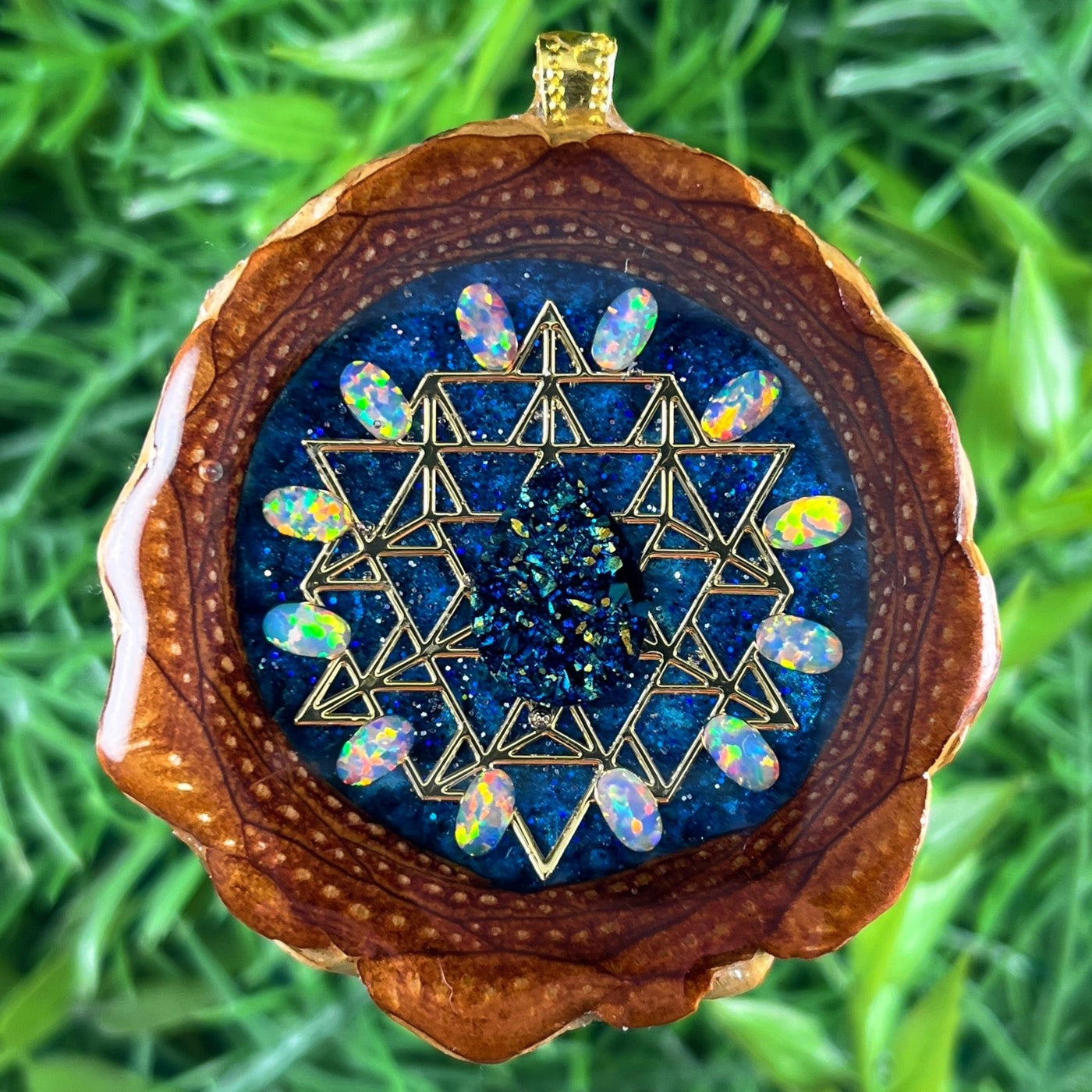 Galaxy with Druzy Quartz and Opal & 64 Star Tetrahedron