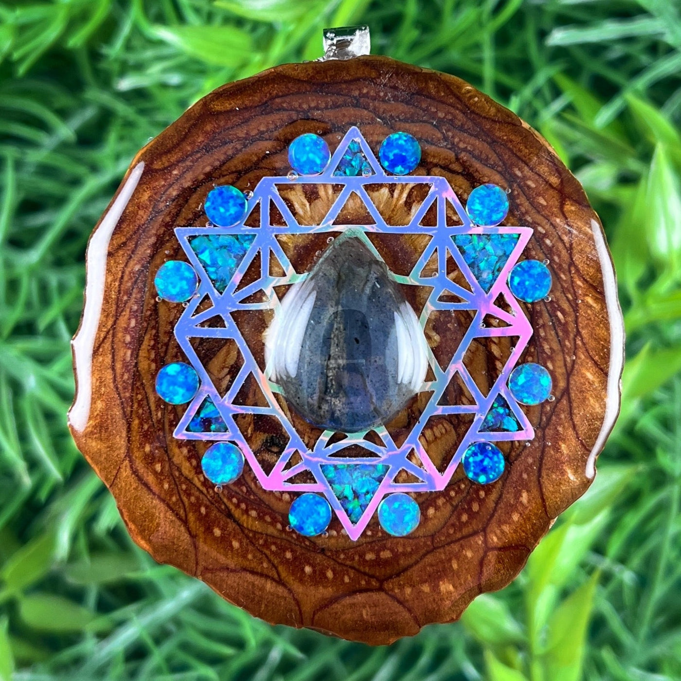 Labradorite & Opal with Crushed Opal & 64 Star Tetrahedron