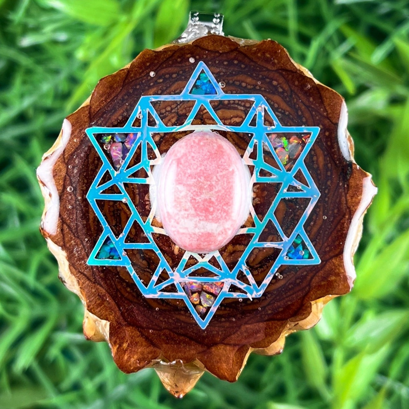 Pink Thulite with Crushed Opal & 64 Star Tetrahedron