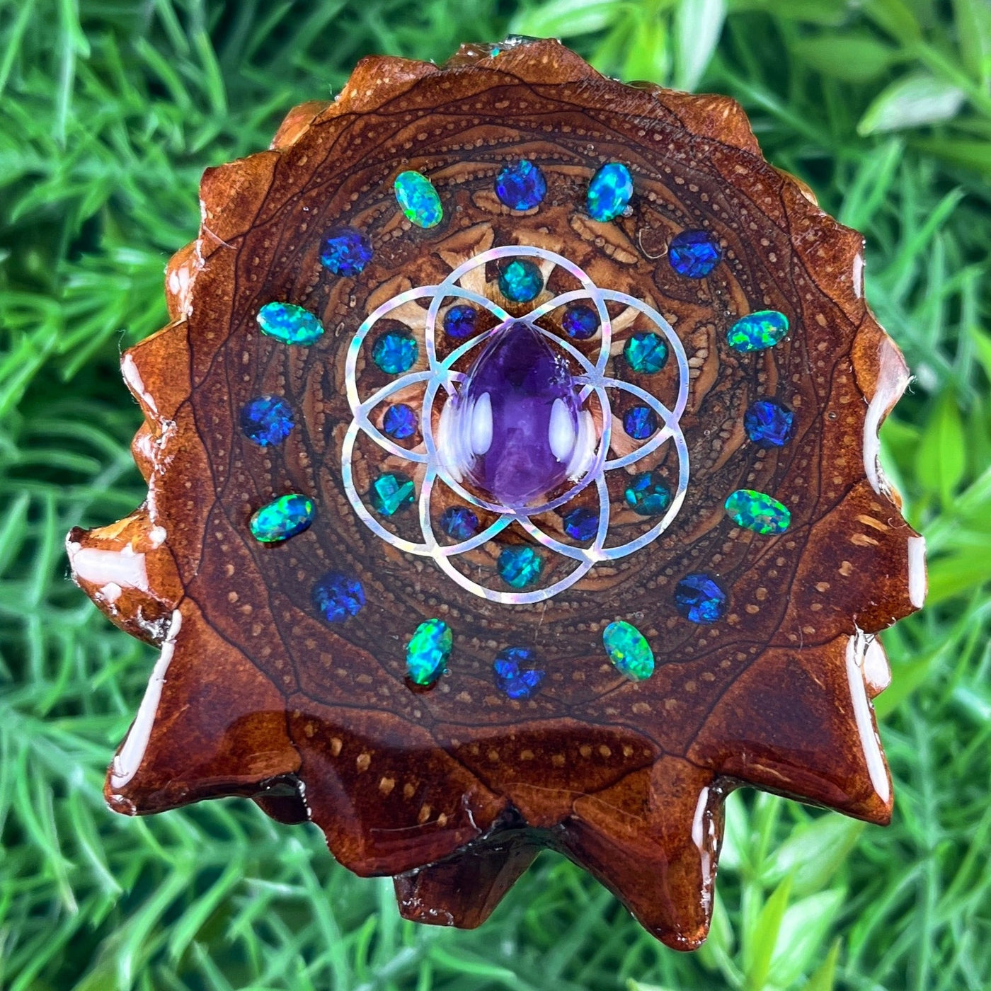 Amethyst & Opal with Crushed Opal & Seed of Life