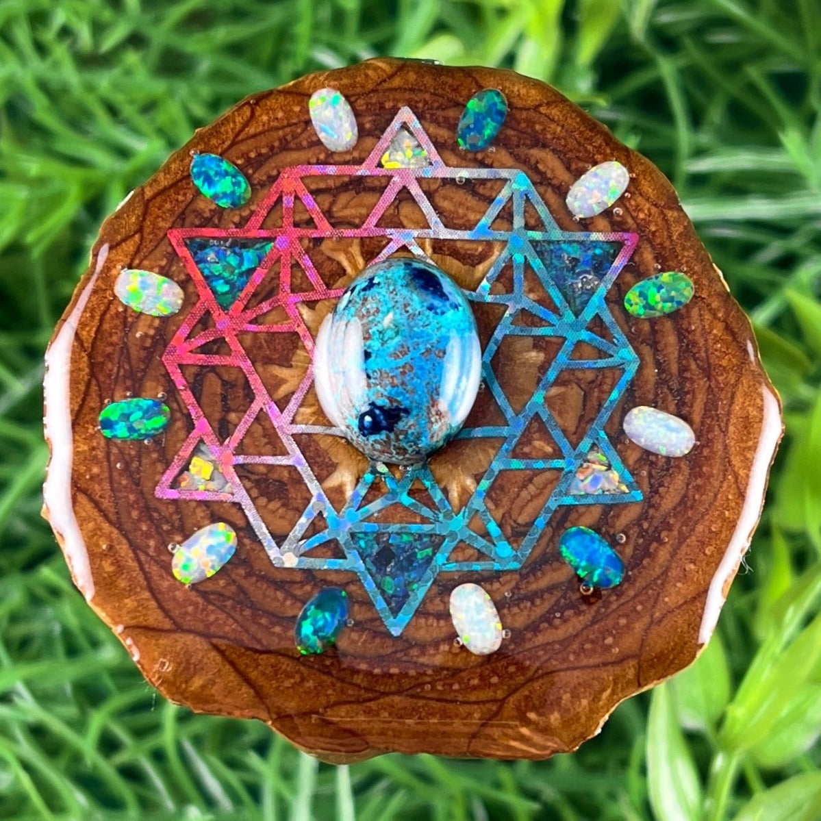 Chrysocolla & Opal with Crushed Opal & 64 Star Tetrahedron