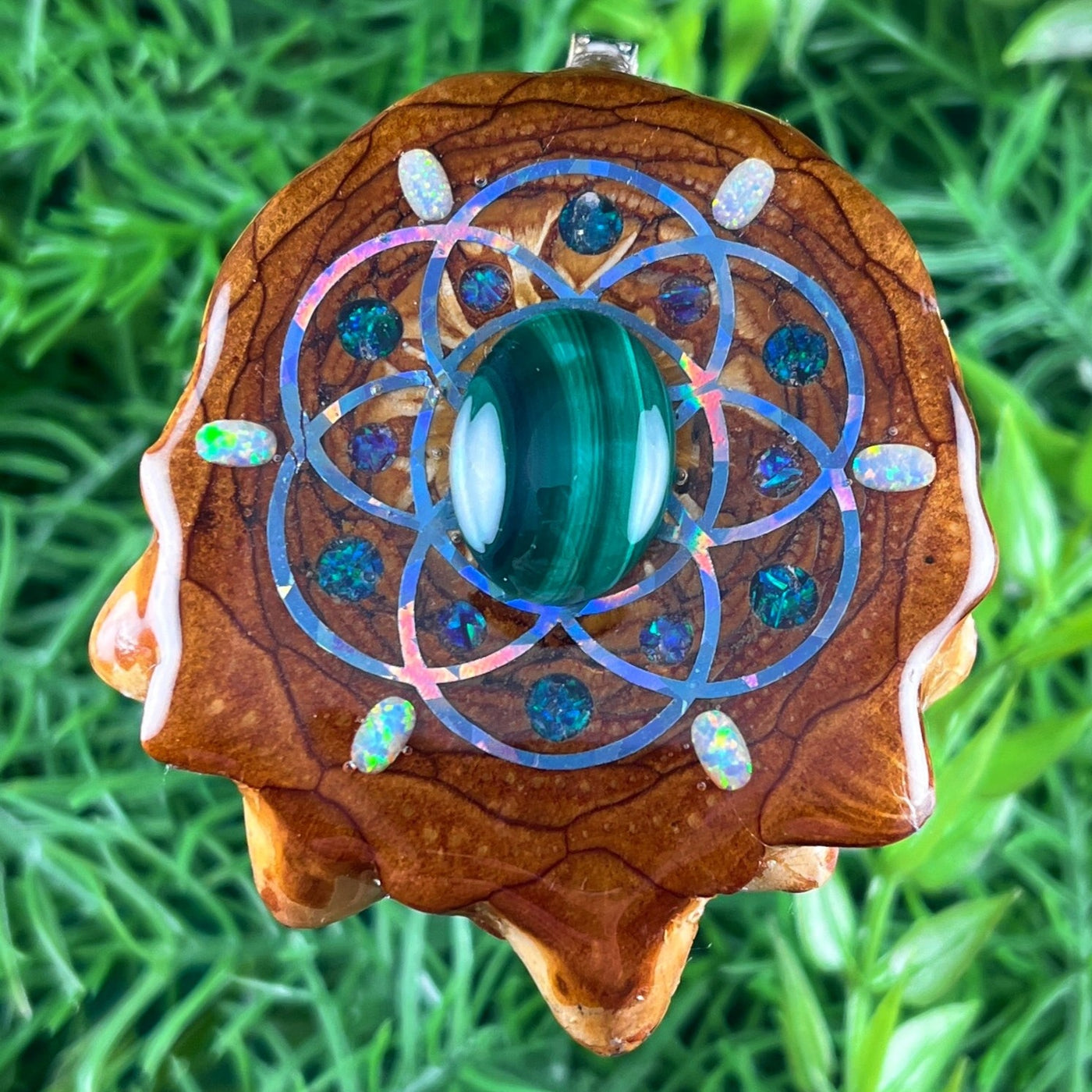 Malachite & Opal with Crushed Opal & Seed of Life