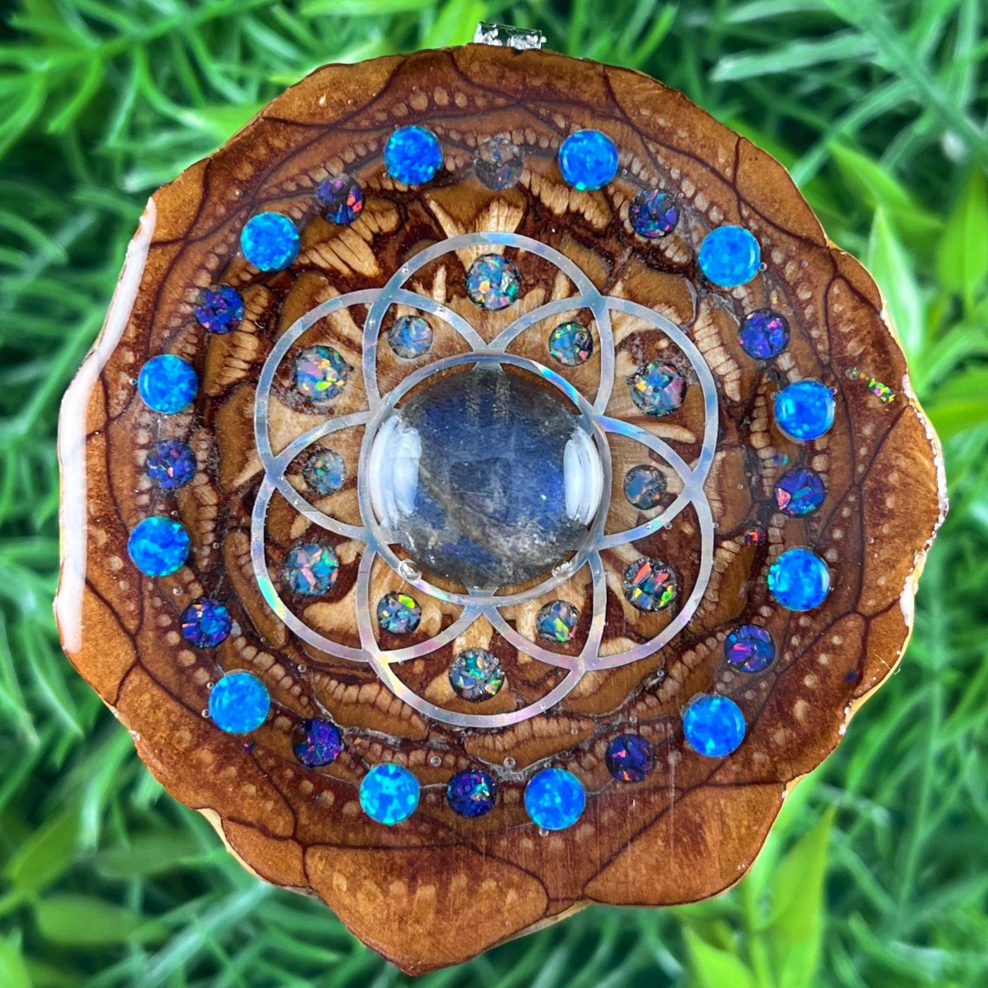 Labradorite & Opal with Crushed Opal & Seed of Life