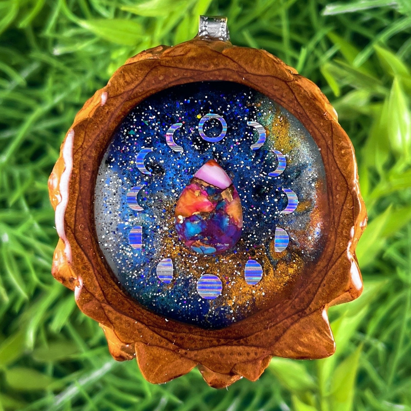 Galaxy with Spiny Oyster Turquoise & Moon Phase