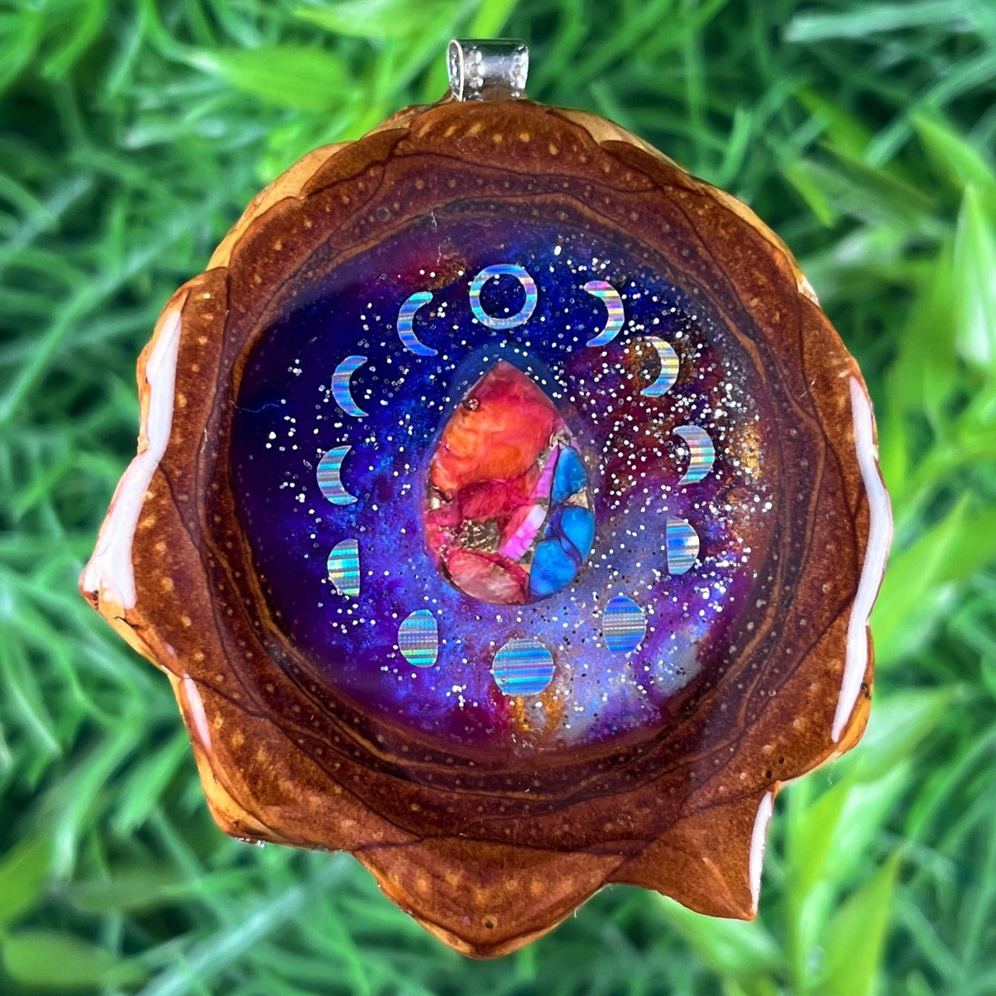 Galaxy with Spiny Oyster Turquoise & Moon Phase