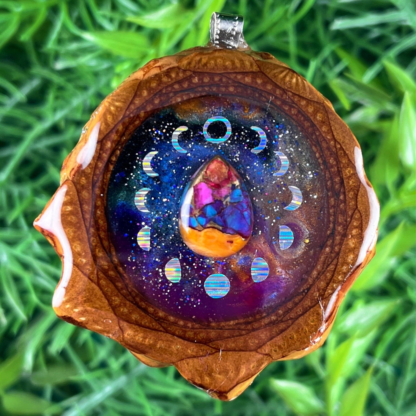 Galaxy with Spiny Oyster Turquoise & Moon Phase