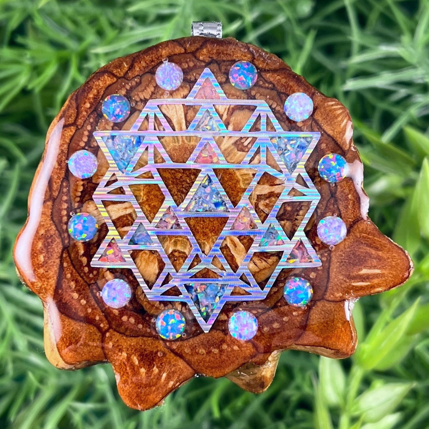 Opal with Crushed Opal & 64 Star Tetrahedron