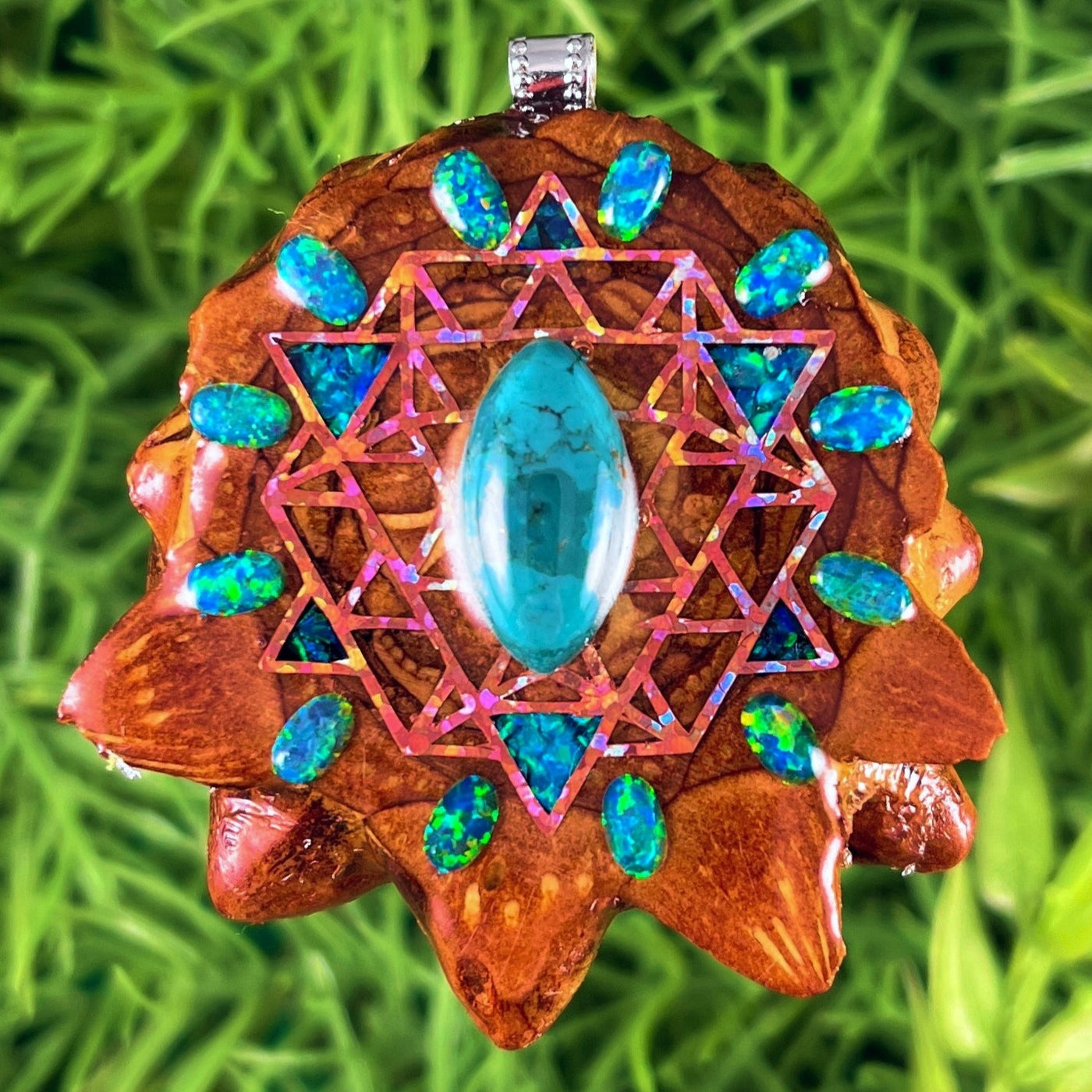 Chrysocolla & Opal with Crushed Opal & 64 Star Tetrahedron