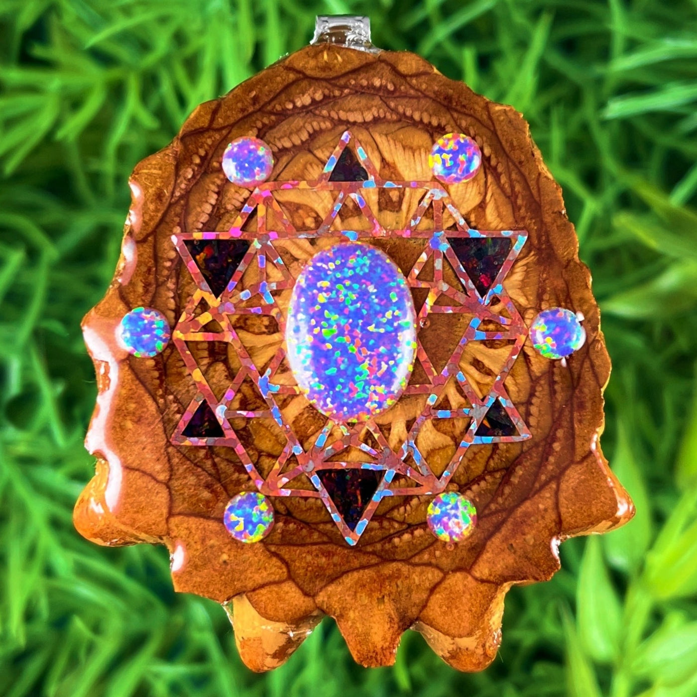 Opal with Crushed Opal & 64 Star Tetrahedron