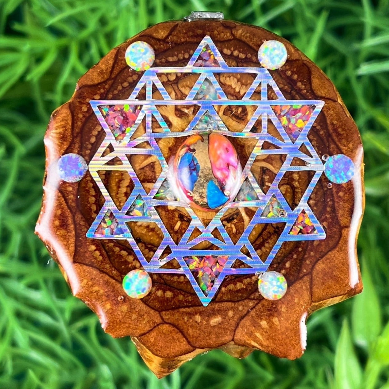 Spiny Oyster Turquoise & Opal with Crushed Opal & 64 Star Tetrahedron