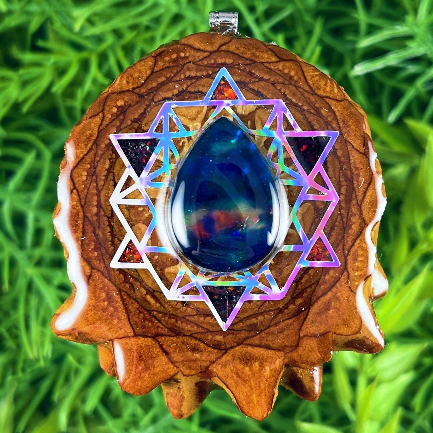 Multi Ammolite & Crushed Opal with 64 Star Tetrahedron