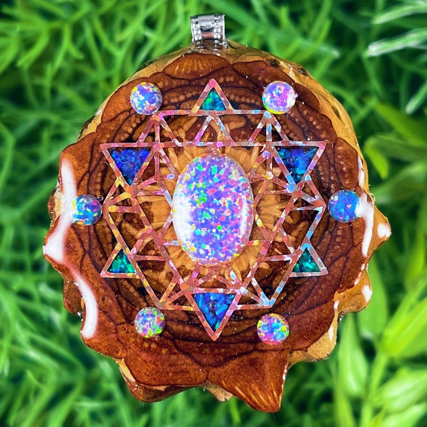 Opal & Crushed Opal with 64 Star Tetrahedron