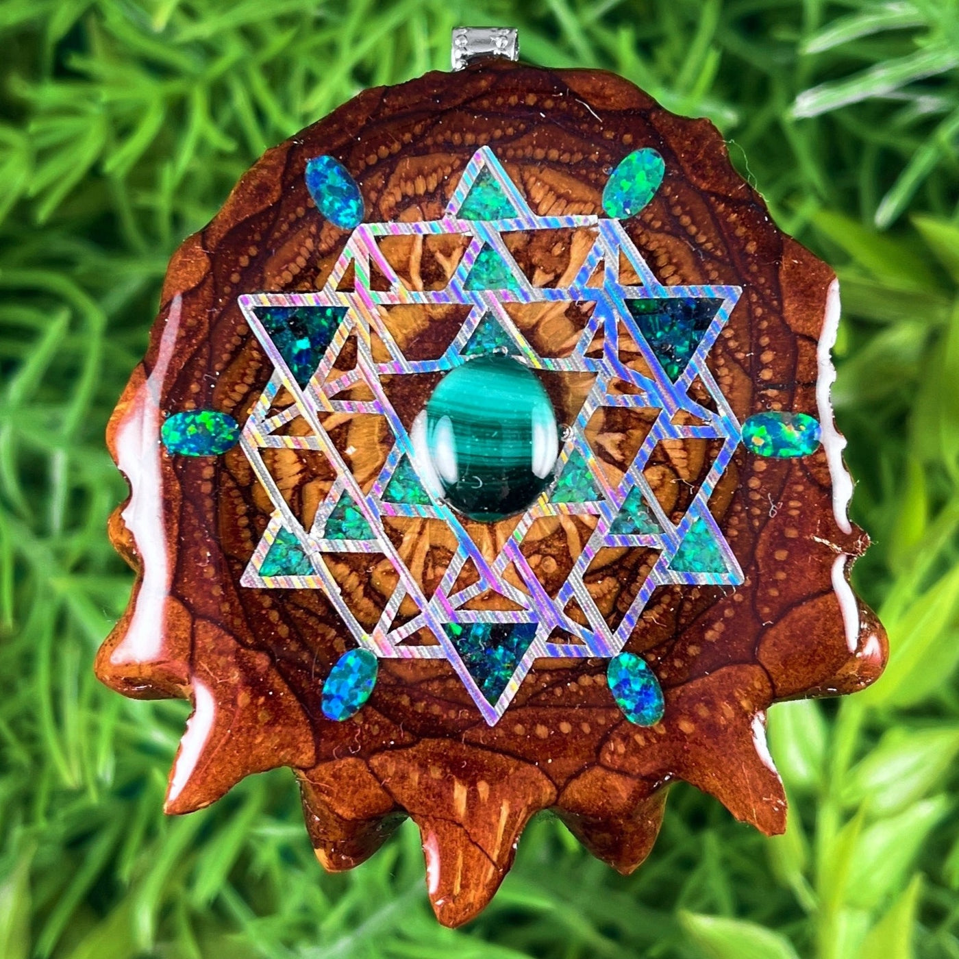 Malachite & Opal with Crushed Opal & 64 Star Tetrahedron