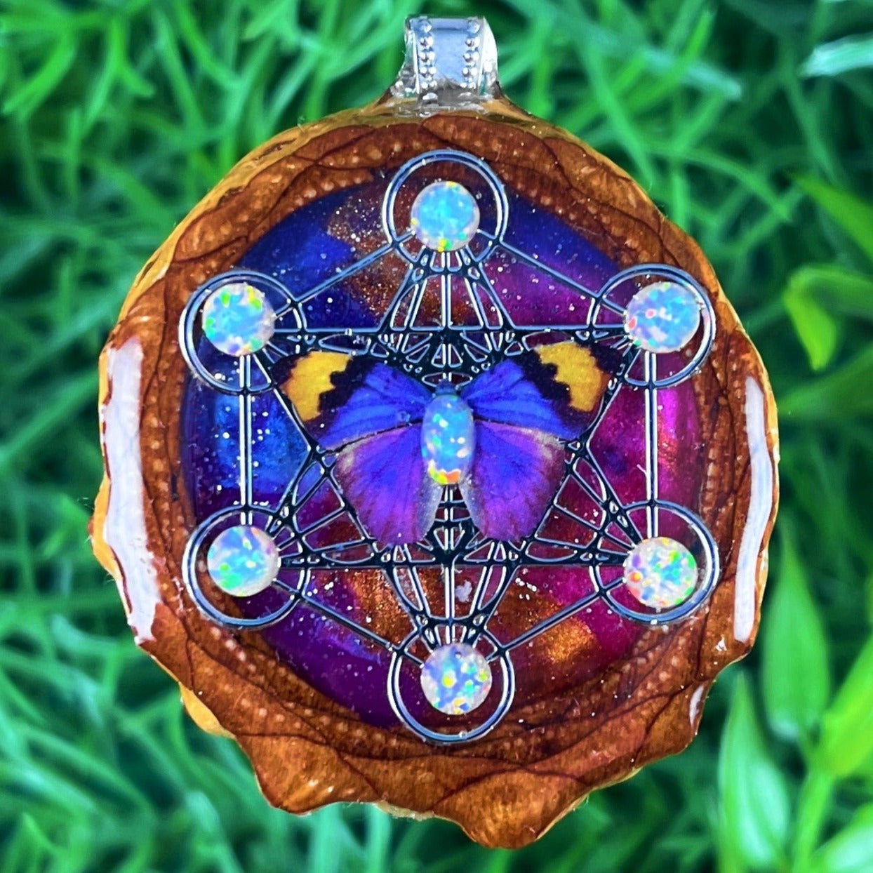 Galaxy & Opal with Butterfly & Metatron's Cube