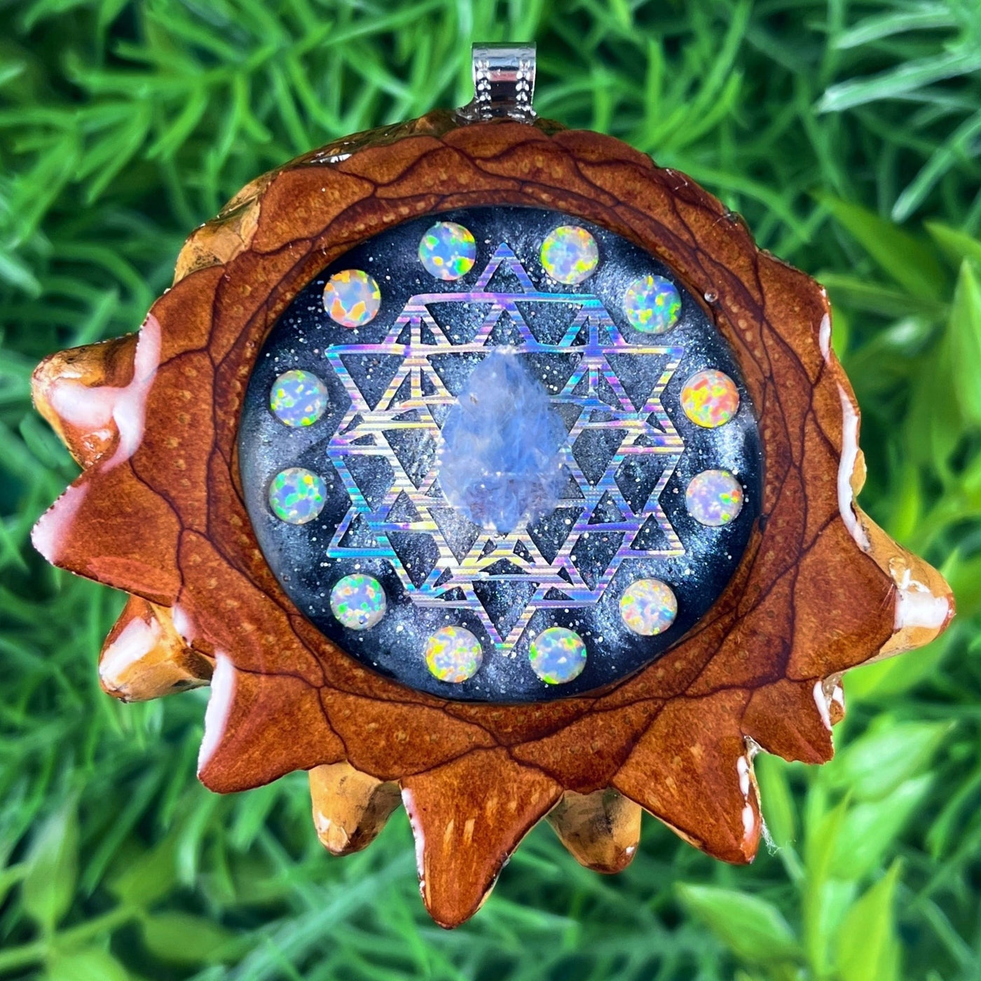 Starry Night with Opal & Moonstone with 64 Star Tetrahedron