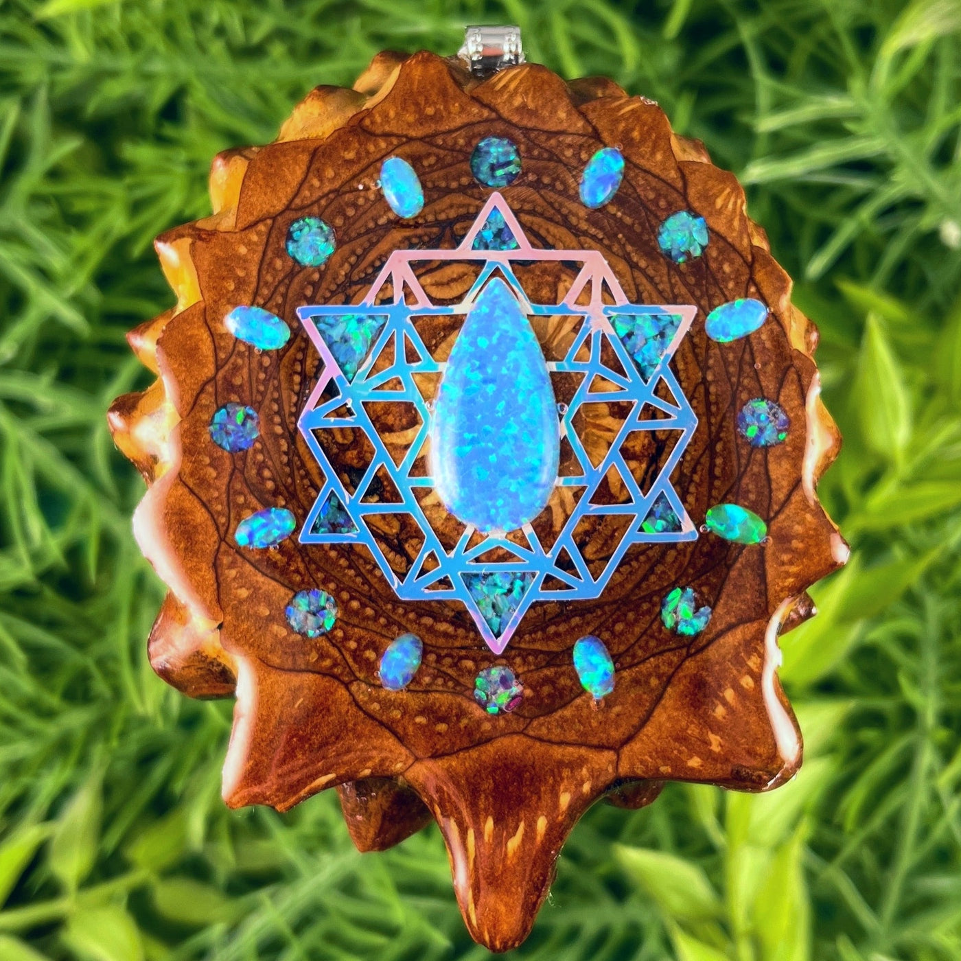 Opal with Crushed Opal & 64 Star Tetrahedron