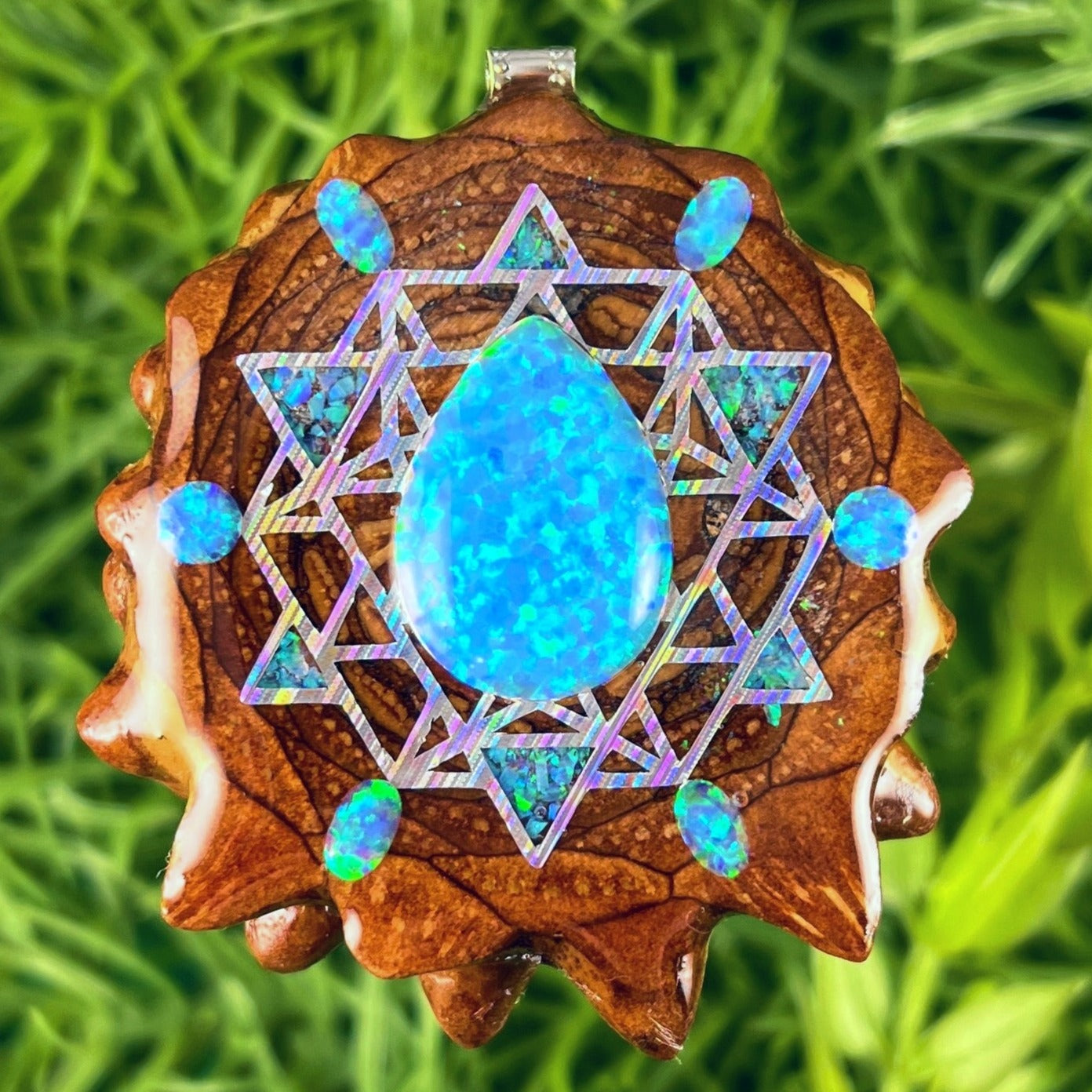 Opal with Crushed Opal & 64 Star Tetrahedron