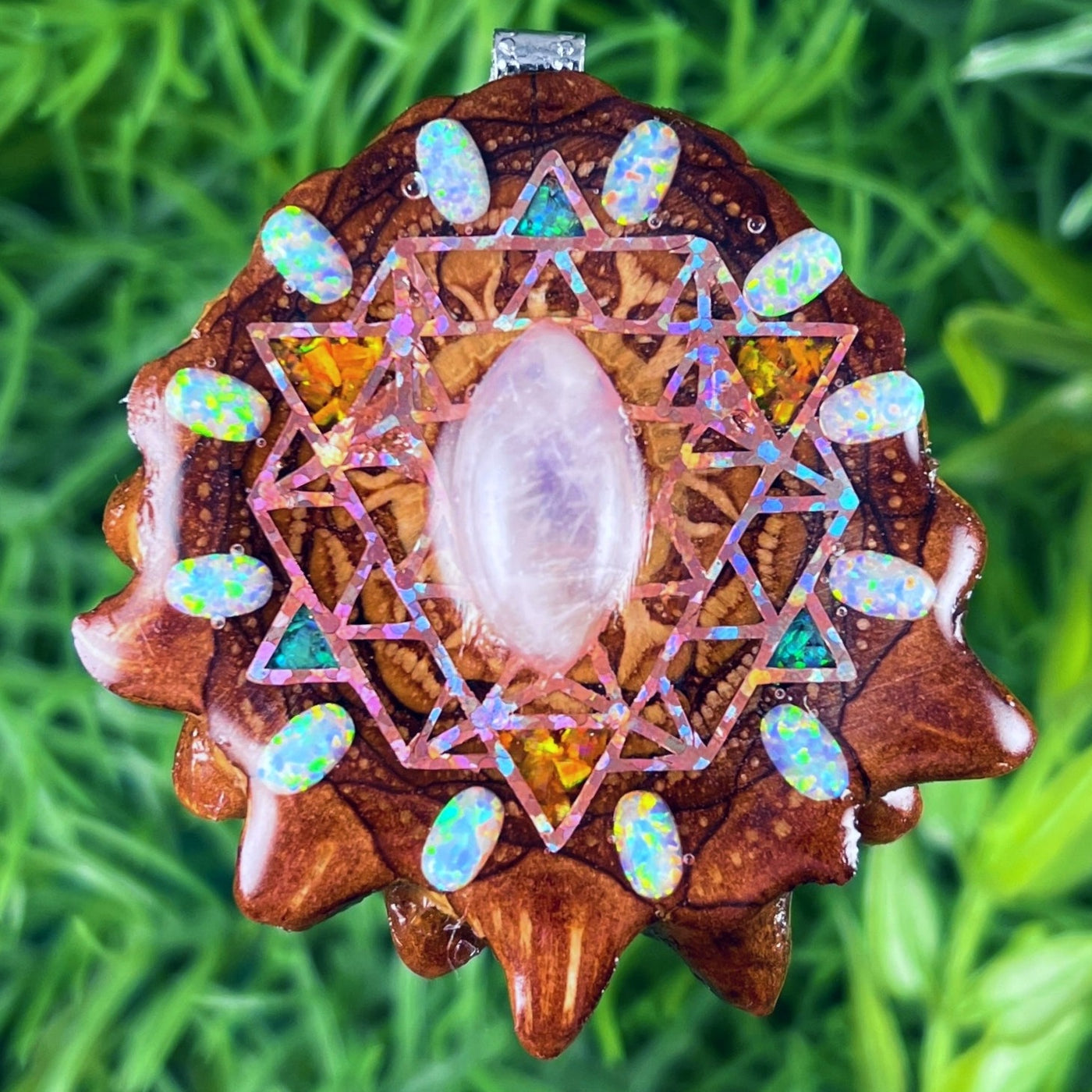 Moonstone & Opal with Crushed Opal & 64 Star Tetrahedron