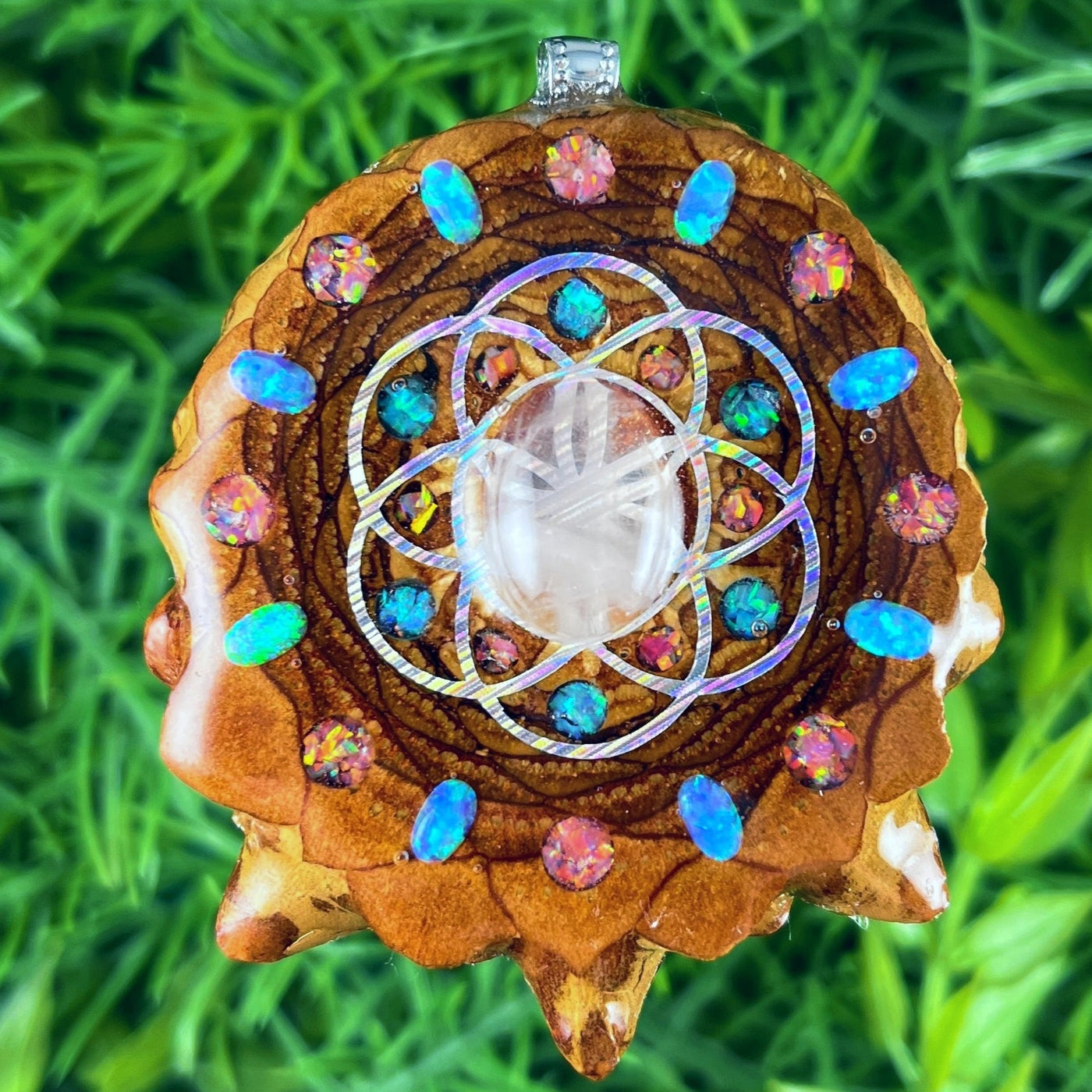 Moonstone & Opal with Crushed Opal & Seed of Life