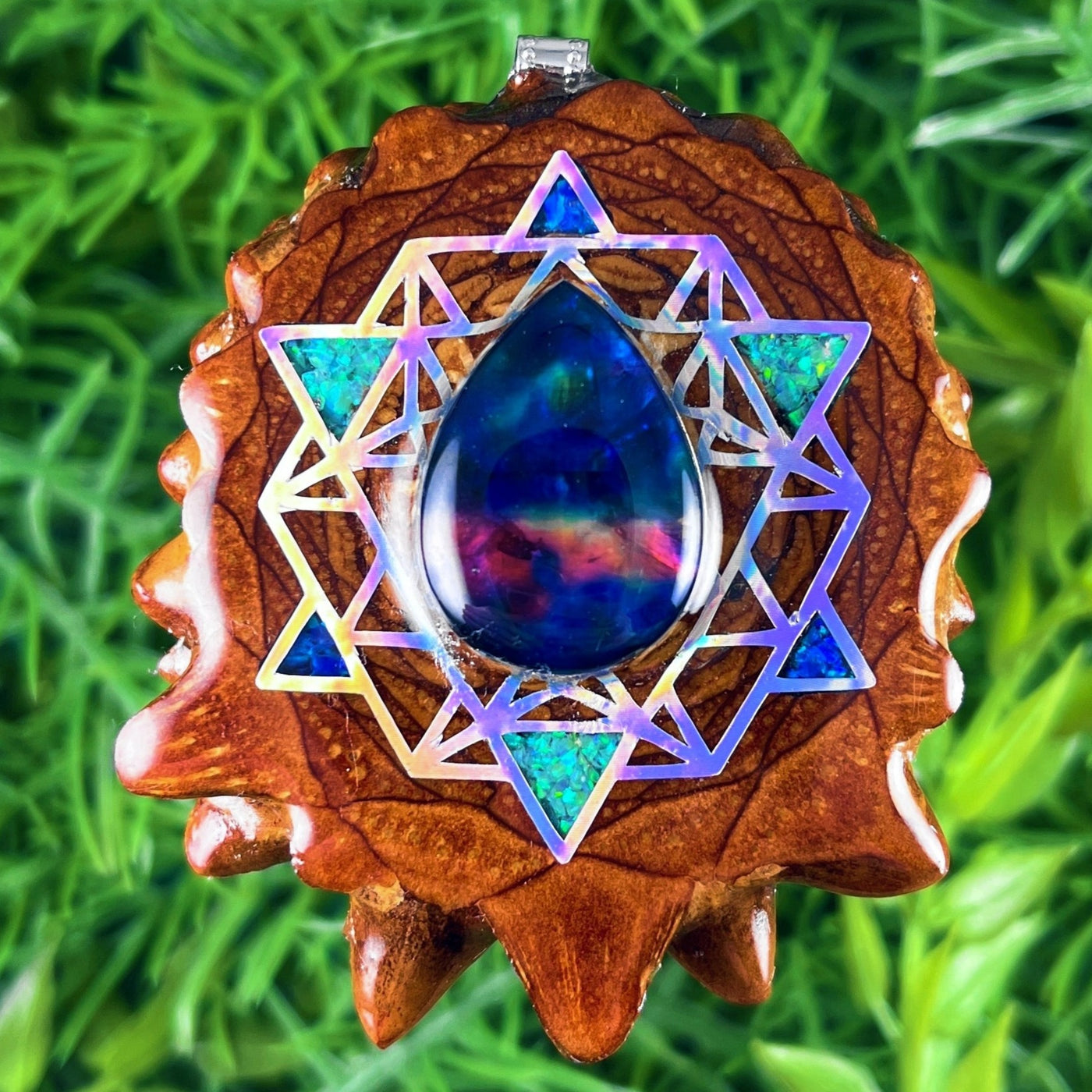 Multi Ammolite & Crushed Opal with 64 Star Tetrahedron