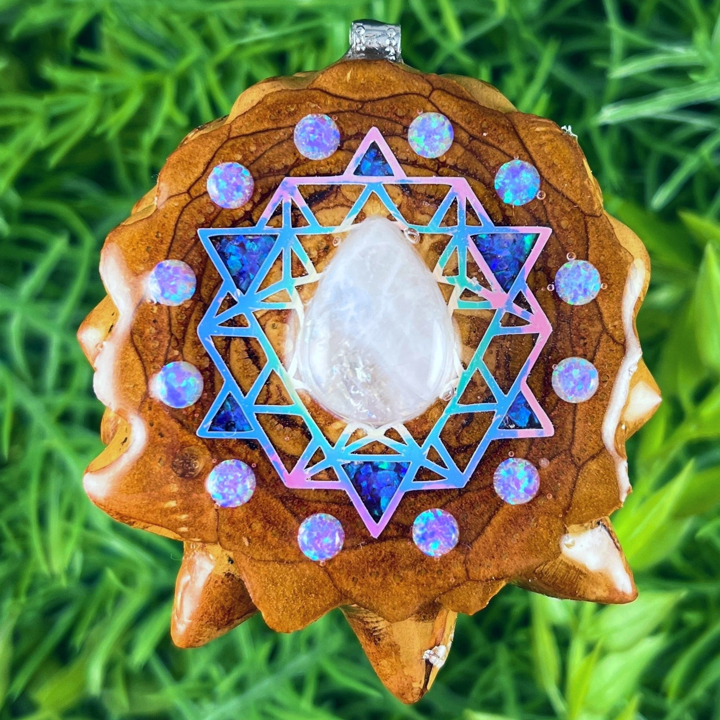 Moonstone & Opal with Crushed Opal & 64 Star Tetrahedron