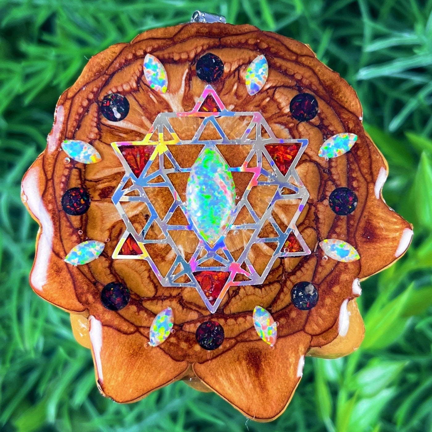 Opal with Crushed Opal & 64 Star Tetrahedron