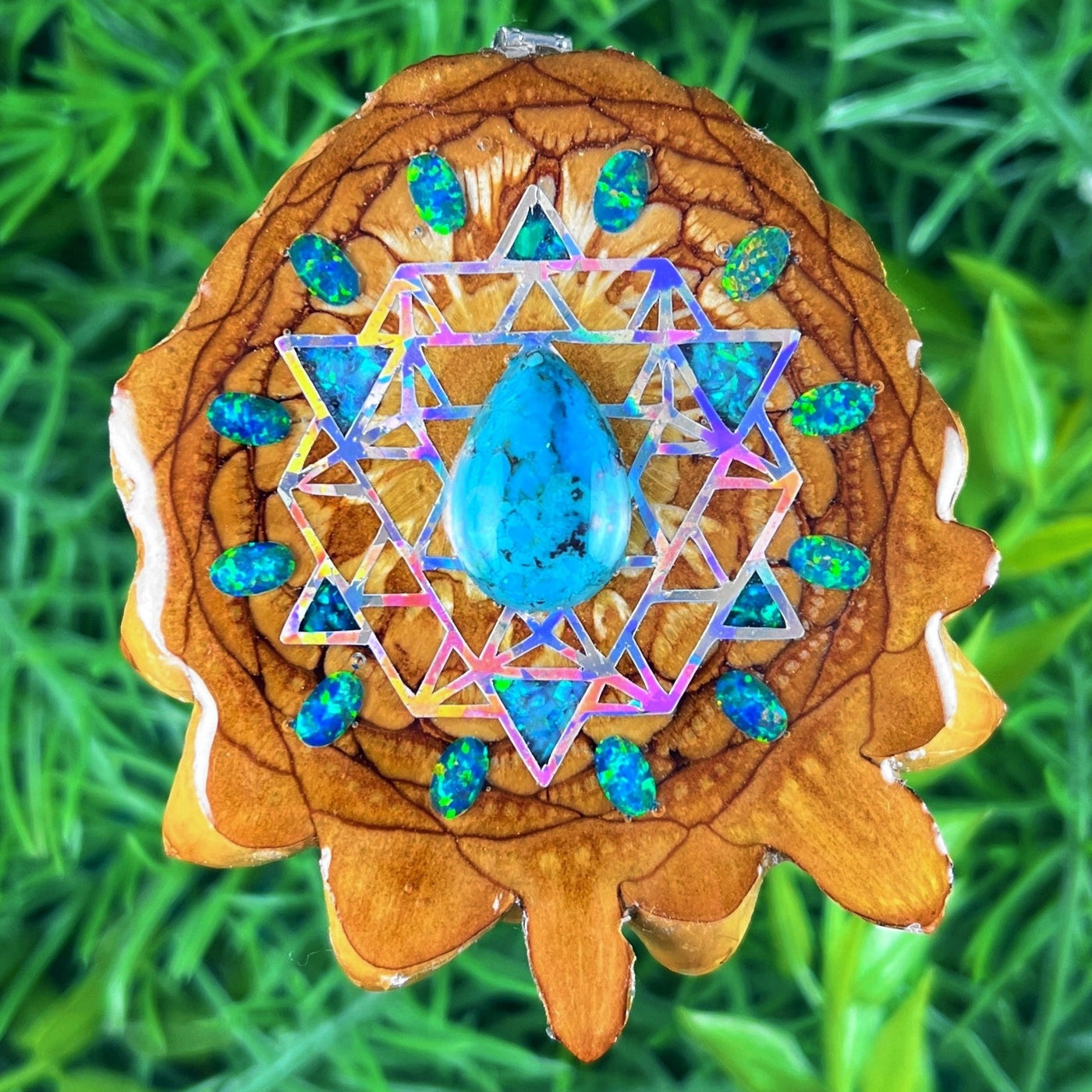 Turquoise & Opal with Crushed Opal & 64 Star Tetrahedron