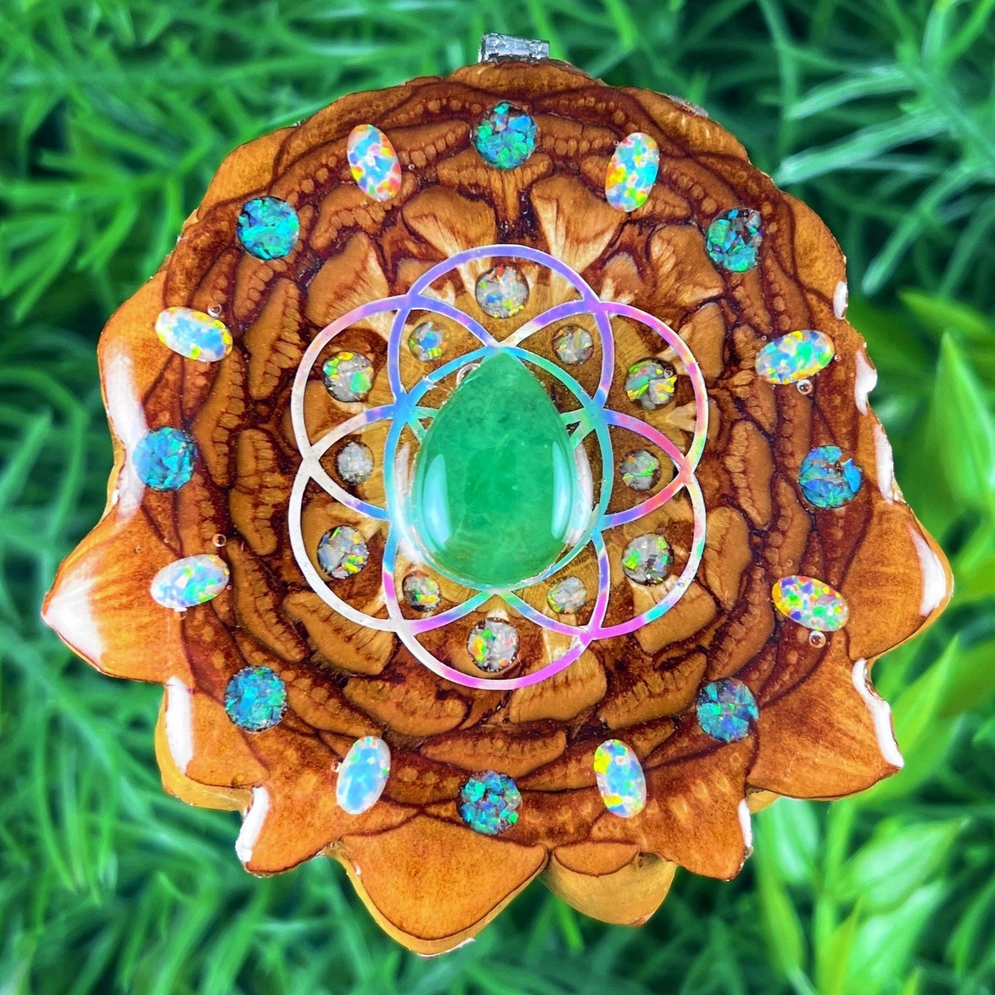 Jade & Opal with Crushed Opal & Seed of Life