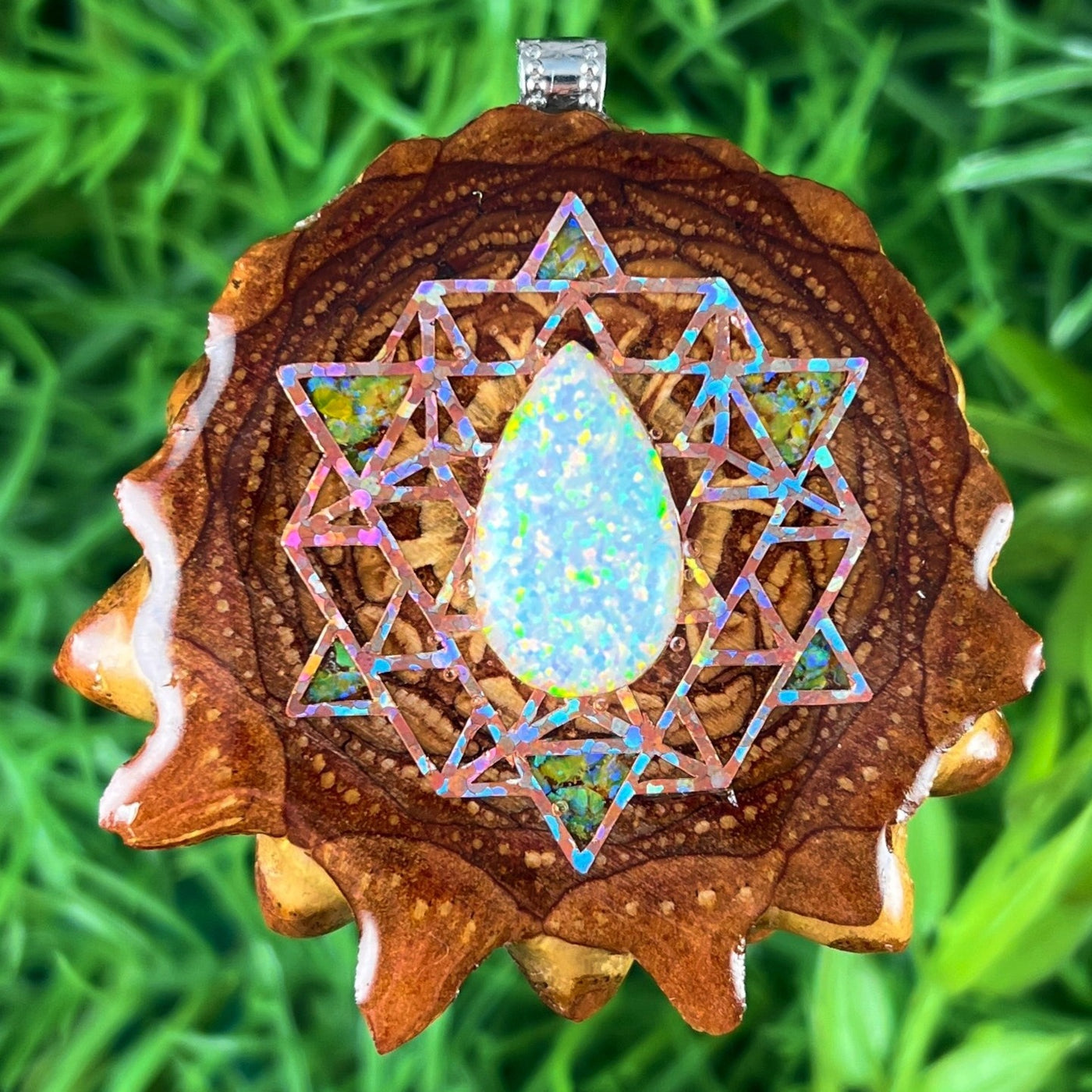 Opal with Crushed Opal & 64 Star Tetrahedron