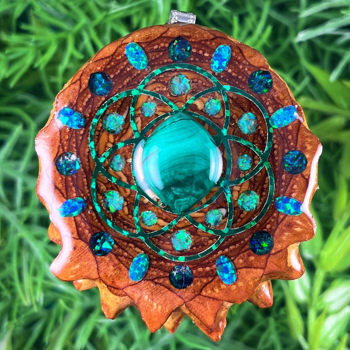 Malachite & Opal with Crushed Opal & Seed of Life