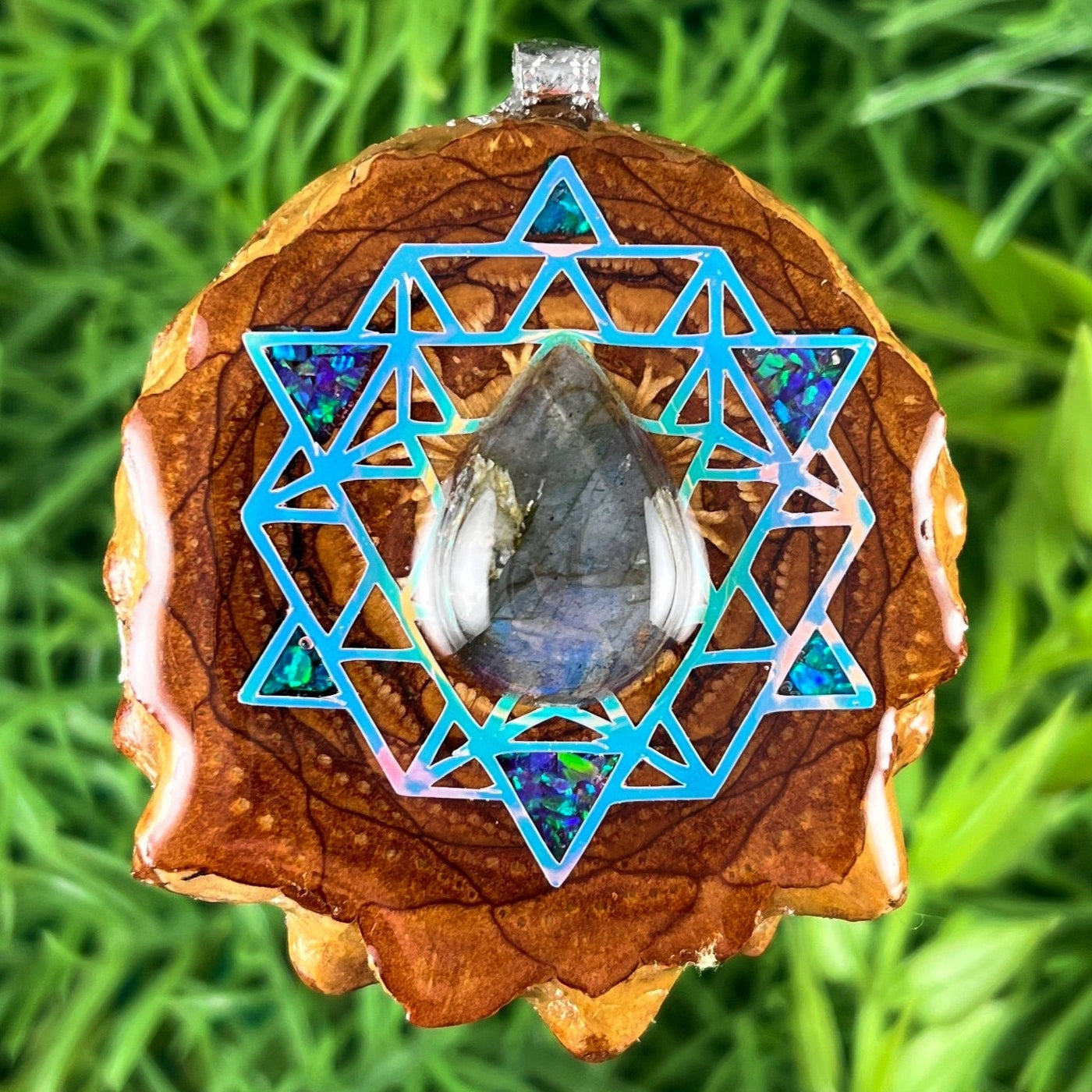 Labradorite with Crushed Opal & 64 Star Tetrahedron