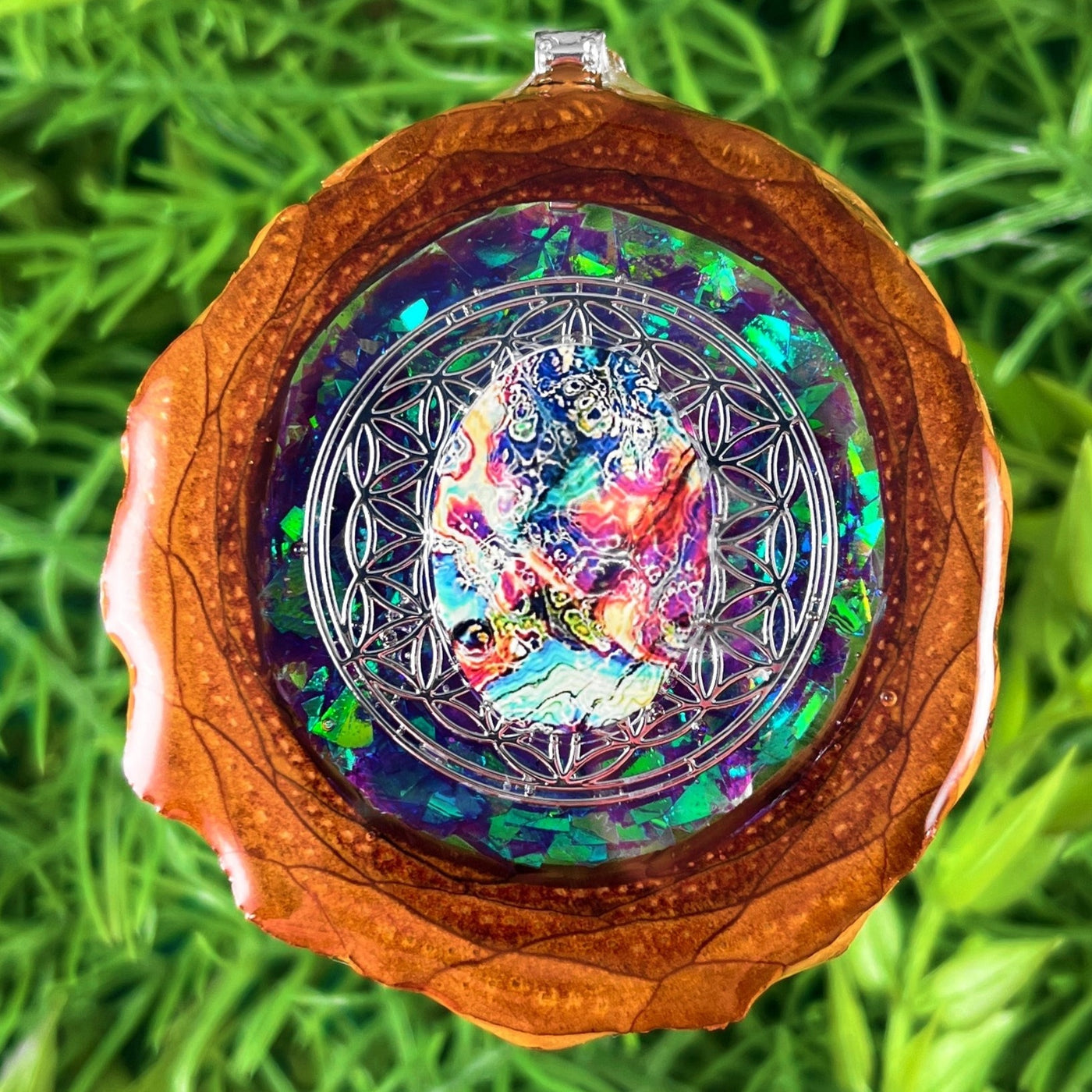 Supernova with Dichroic Glass & Flower of Life