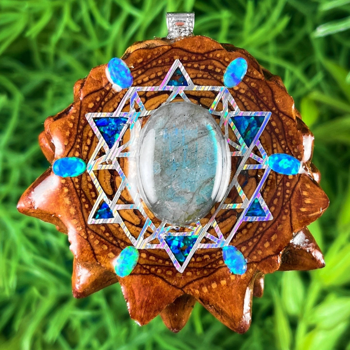 Labradorite & Opal with Crushed Opal & 64 Star Tetrahedron