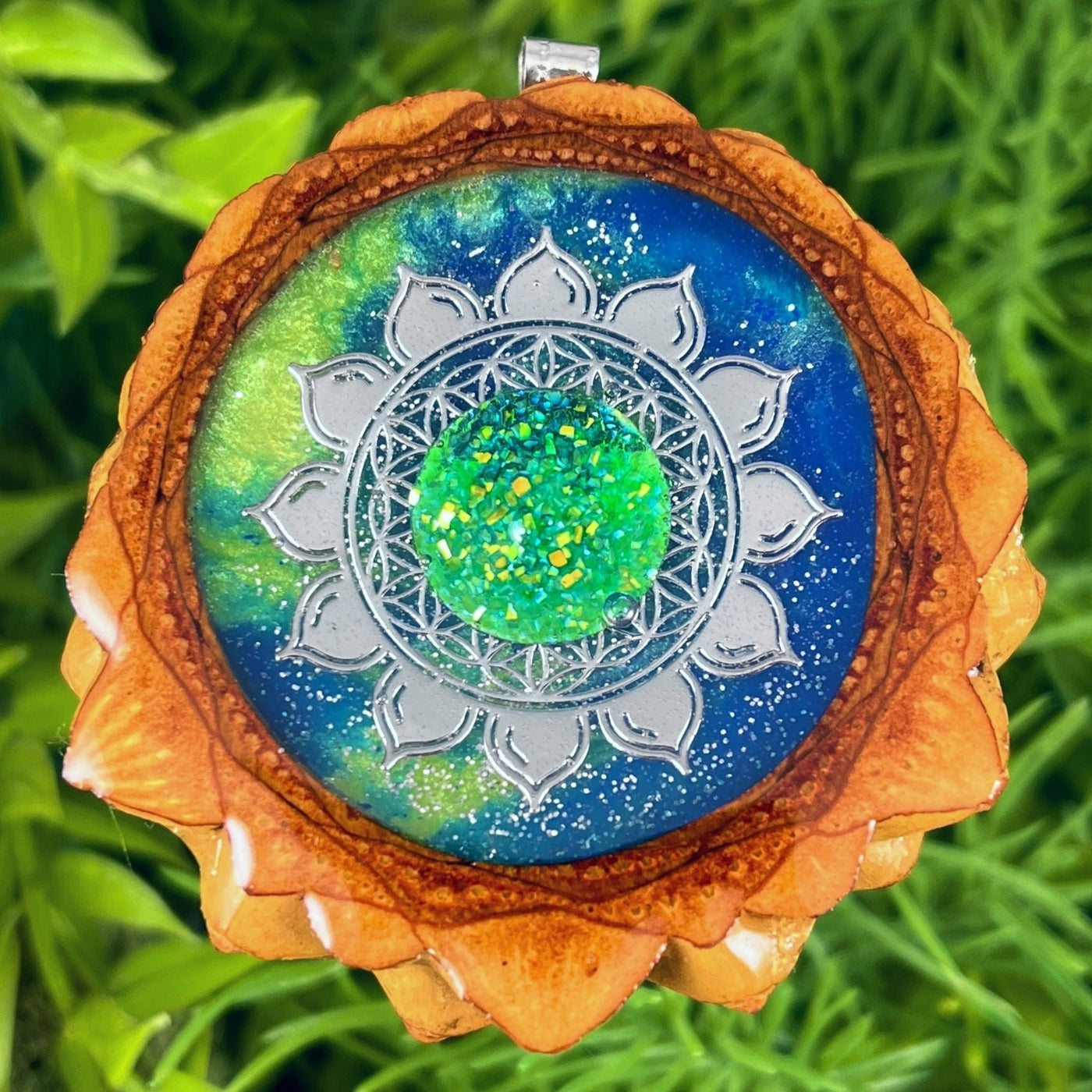 Galaxy with Dichroic Glass & Mandala