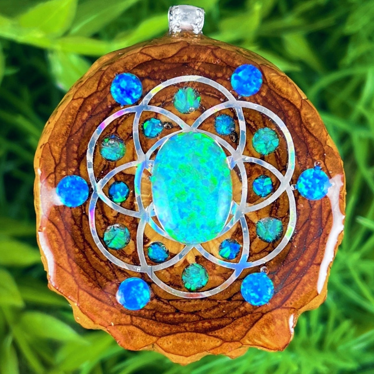 Opal with Crushed Opal & Seed of Life