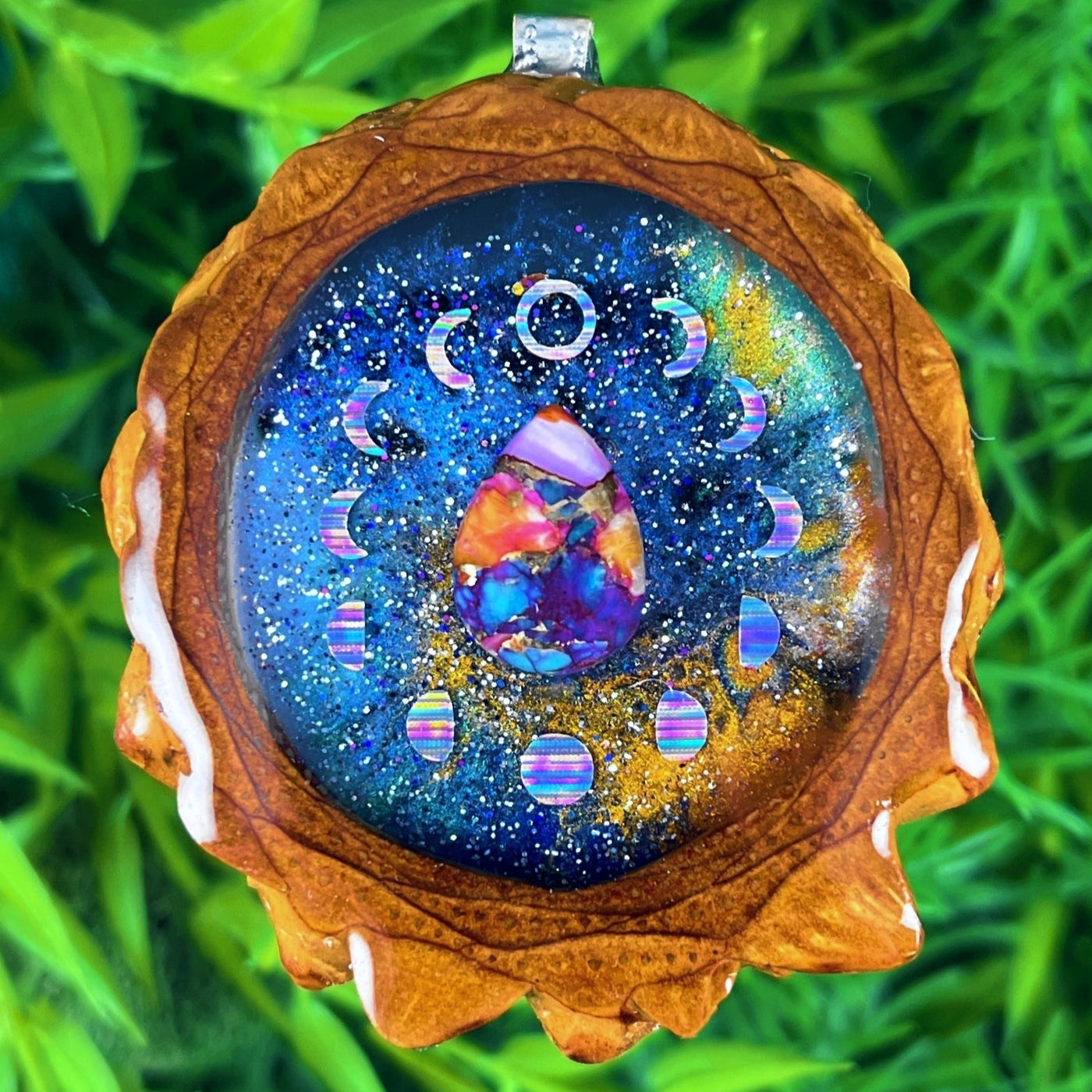 Galaxy with Spiny Oyster Turquoise & Moon Phase